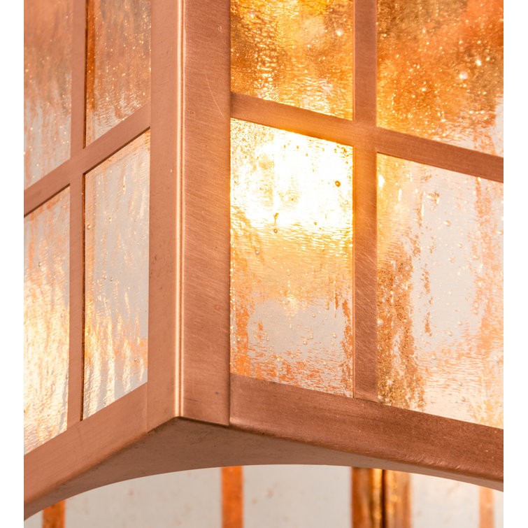 Antique Copper Clear Glass Square Lantern Flush Mount