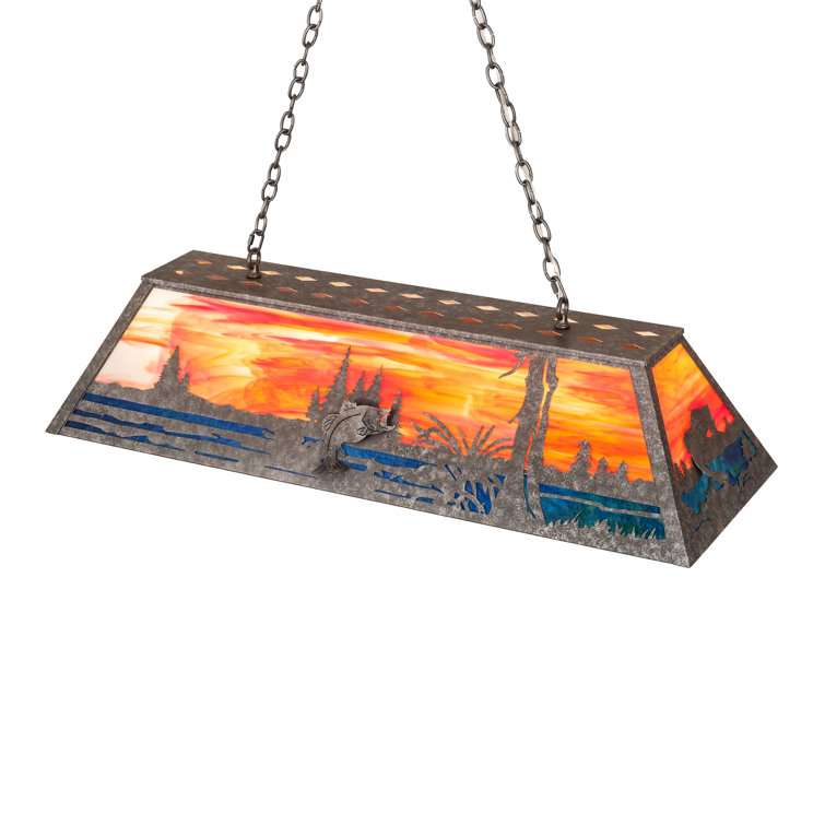 Sunset Scene Glass Linear Pendant Light