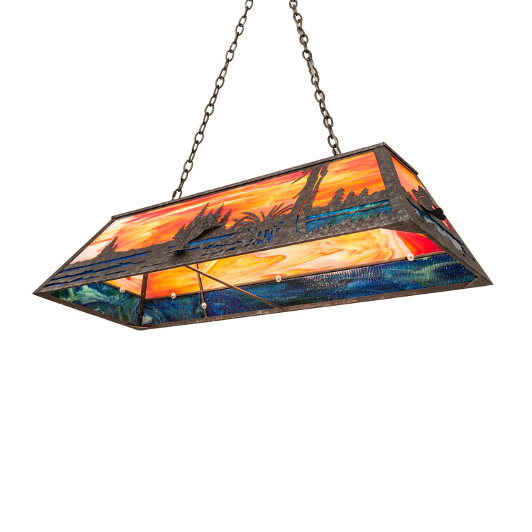 Sunset Scene Glass Linear Pendant Light