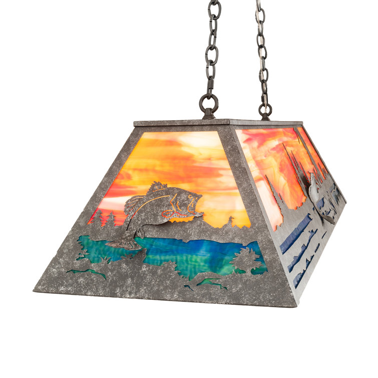 Sunset Scene Glass Linear Pendant Light