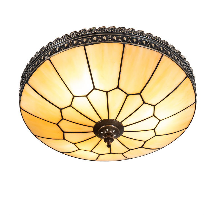 Bronze and Glass 15" Honeycomb Flush Mount Light