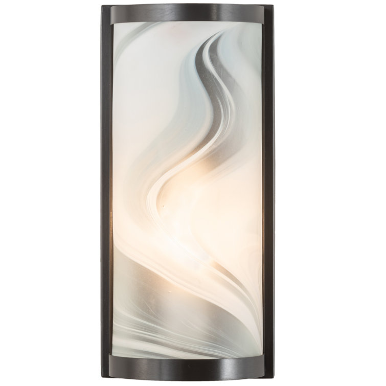 White Craftsman Brown Fused Glass Cylinder Sconce