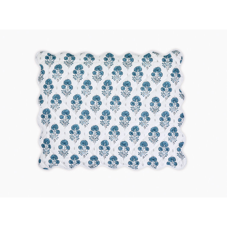 Joplin Mineral Blue Cotton Standard Sham with Scalloped Edges