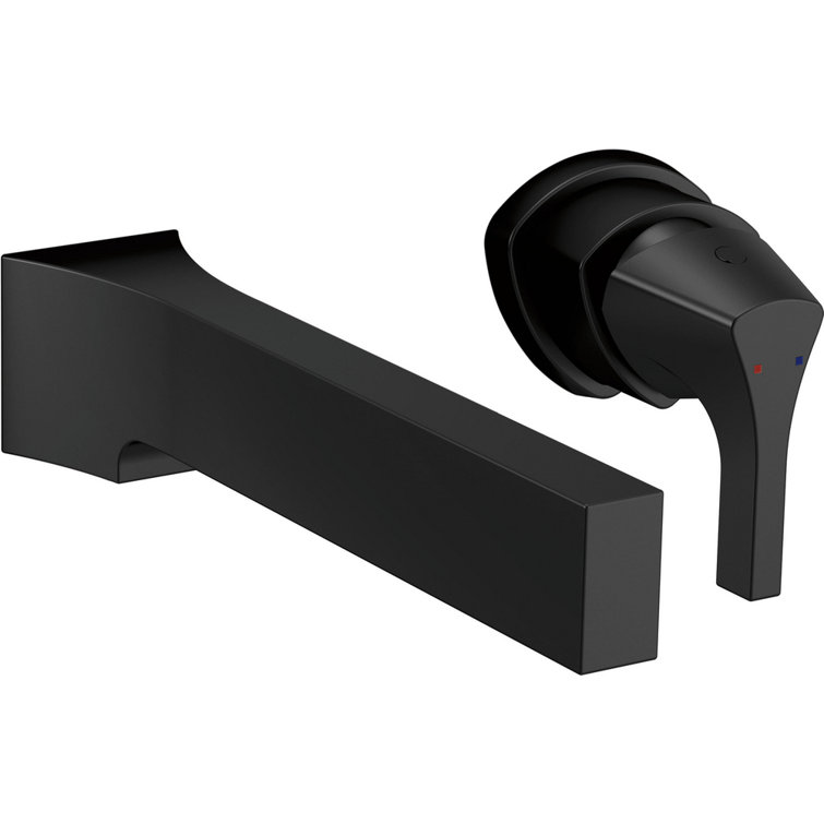 Sleek Modern Wall-Mounted Matte Black Bathroom Faucet