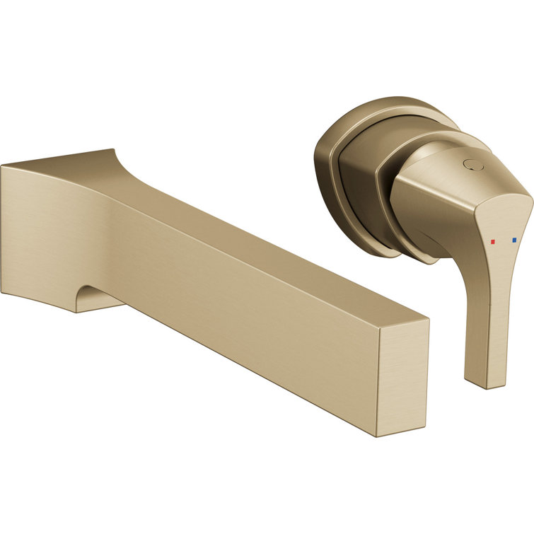 Zura Brushed Gold Wall-Mounted Lever Bathroom Faucet