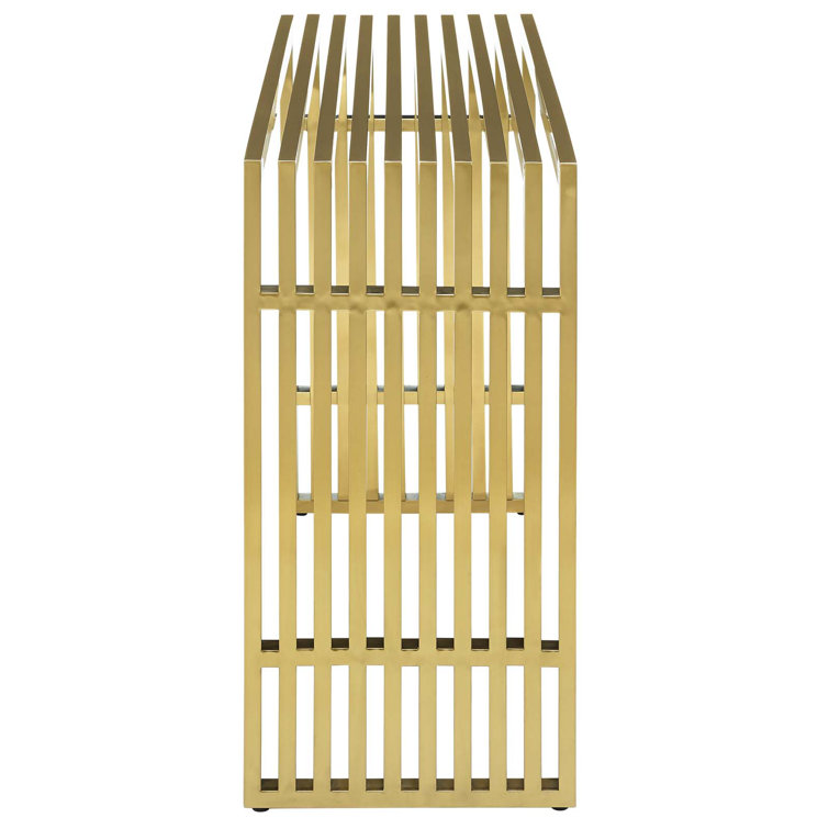 Elegant Gold Stainless Steel Tubular Console Table