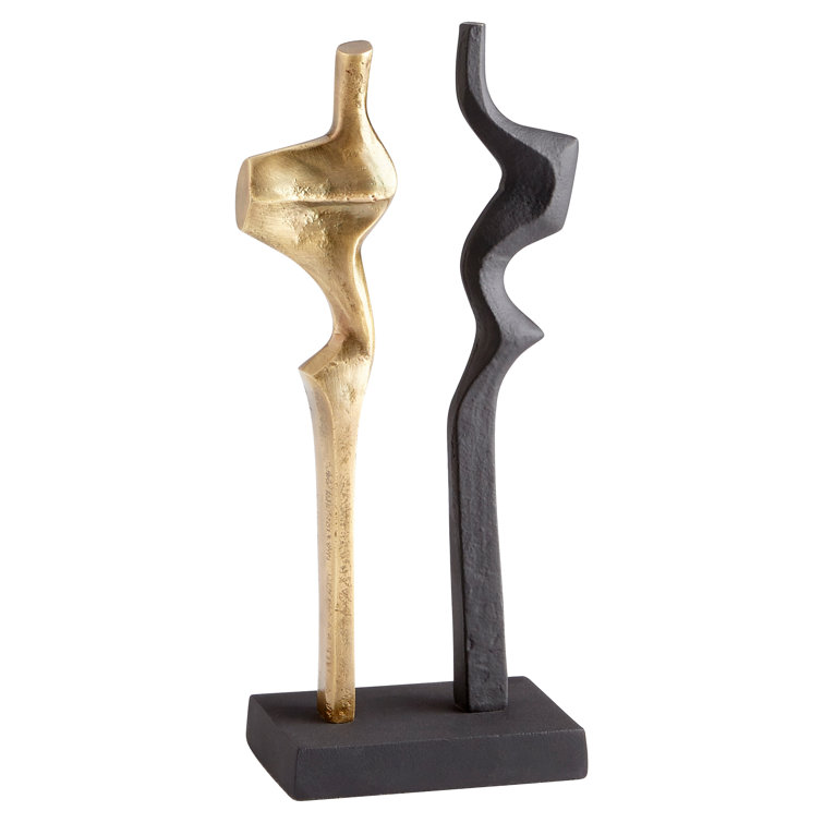 Antique Brass and Matte Black Metal Abstract Sculpture