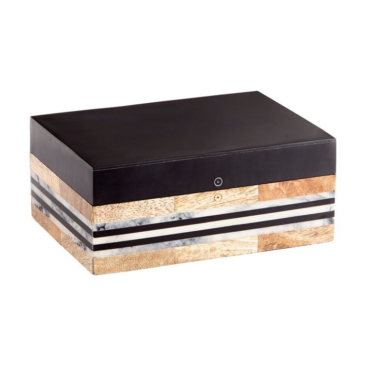 Avondale Contemporary Black Resin-Wood Large Container 7.25"W