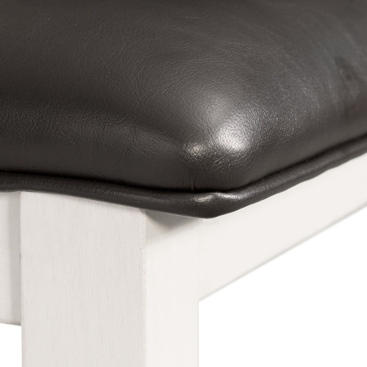 High Slat Ladderback Side Chair in White and Brown Faux Leather