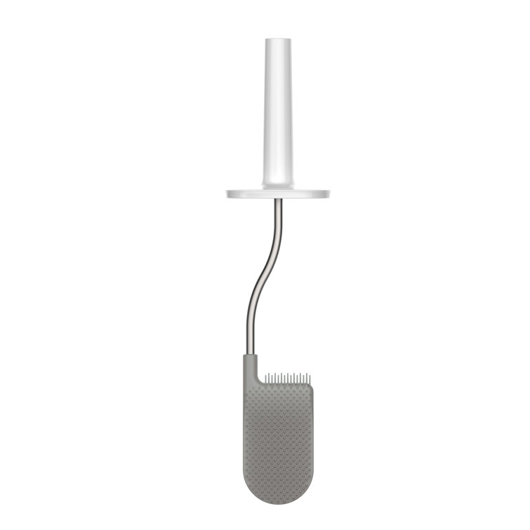 Gray Anti-Drip Toilet Brush with Slim Holder