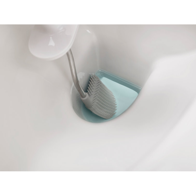 Gray Anti-Drip Toilet Brush with Slim Holder