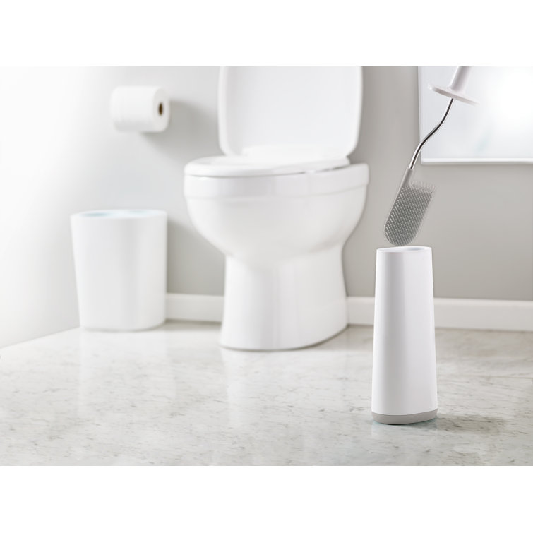 Gray Anti-Drip Toilet Brush with Slim Holder