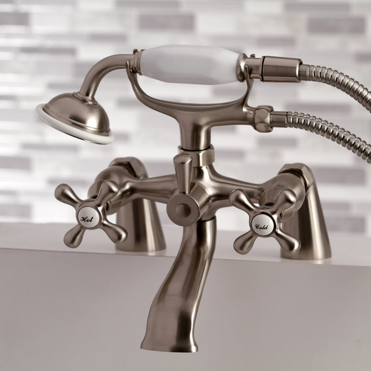 Brushed Nickel Deck Mount Clawfoot Tub Faucet with Hand Shower