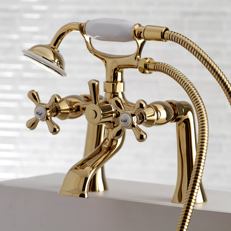 Polished Brass Victorian Clawfoot Tub Faucet with Hand Shower