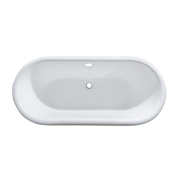 66-Inch Black and White Cast Iron Clawfoot Tub