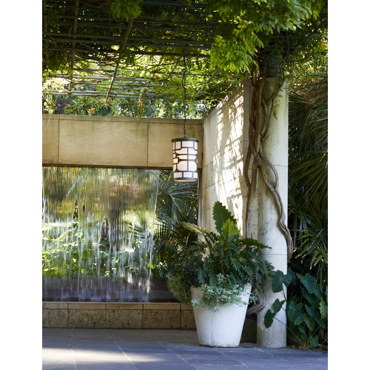 Aged Brass and Opal Glass Outdoor Pendant Light