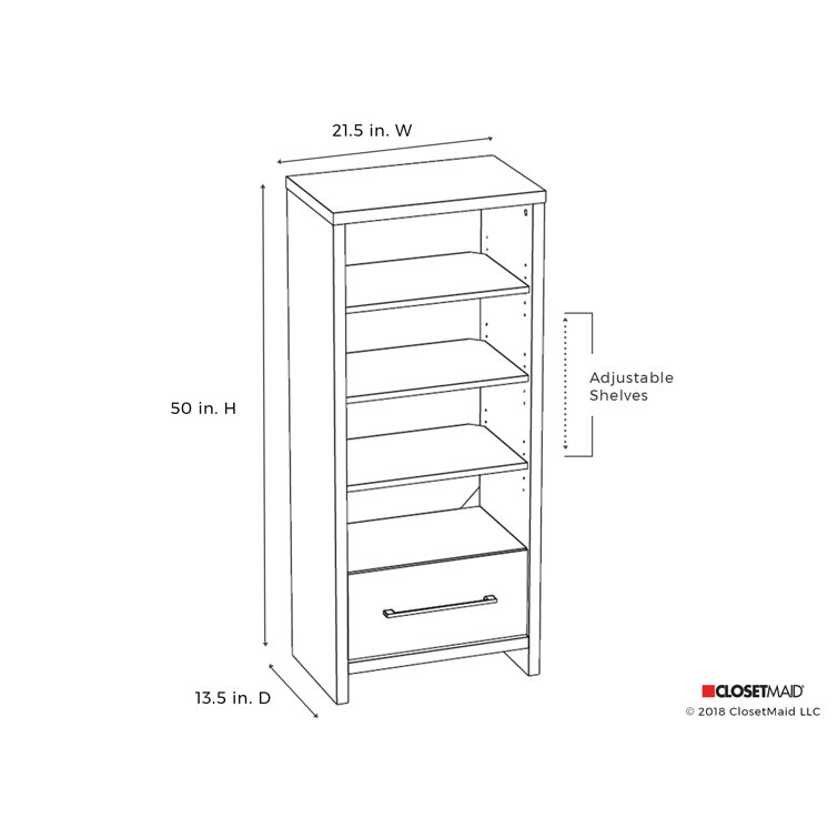 White Adjustable Media Storage Tower with Drawer