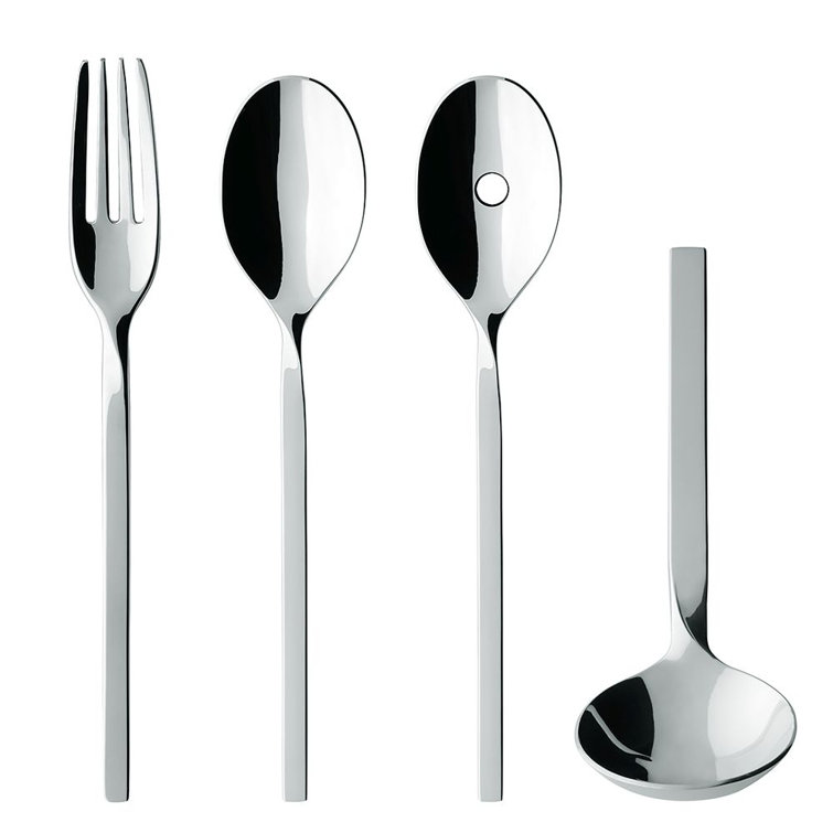 New Wave 64-Piece Stainless Steel Flatware Set with Curved Handles