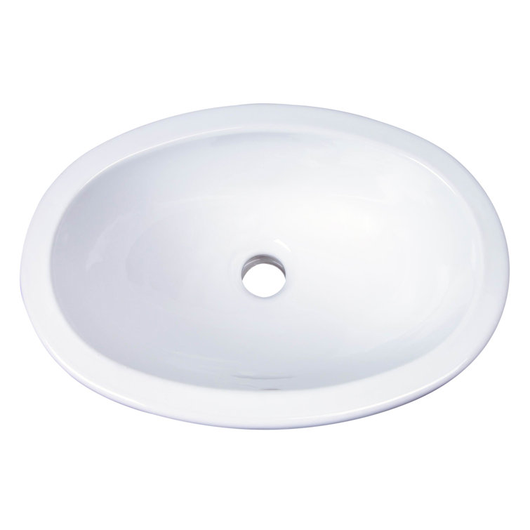 Lily White Oval Vitreous China Drop-In Bathroom Sink