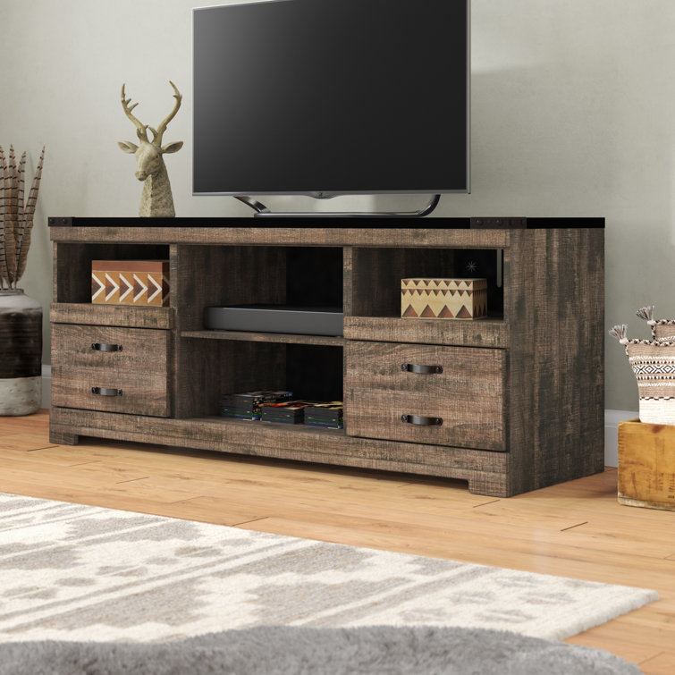 Rustic Brown 104.5'' Transitional Media Center with Metal Accents