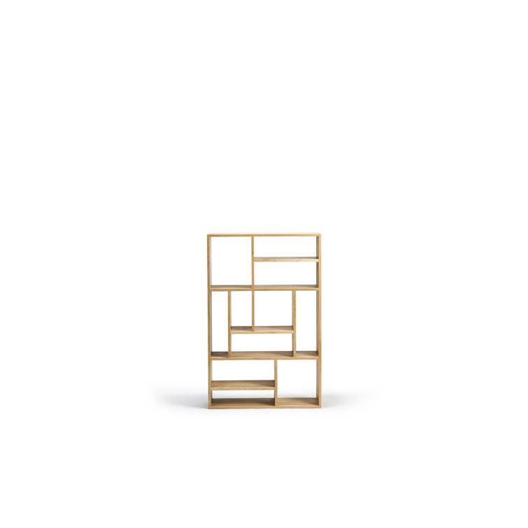Natural Oak Geometric Bookcase with Multiple Shelves