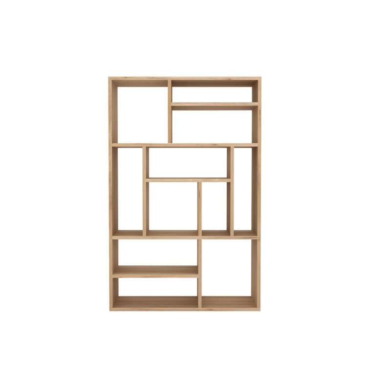 Natural Oak Geometric Bookcase with Multiple Shelves