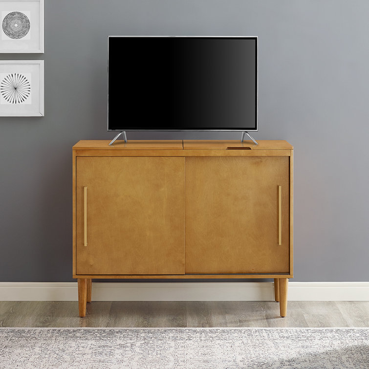 Mid-Century Modern Acorn Wood Everett Media Console with Storage