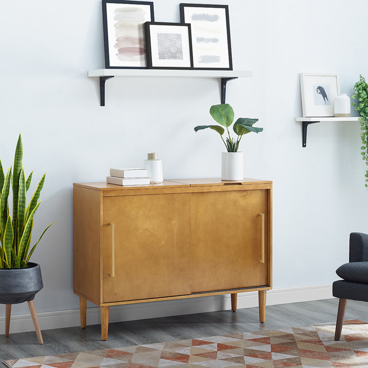 Mid-Century Modern Acorn Wood Everett Media Console with Storage