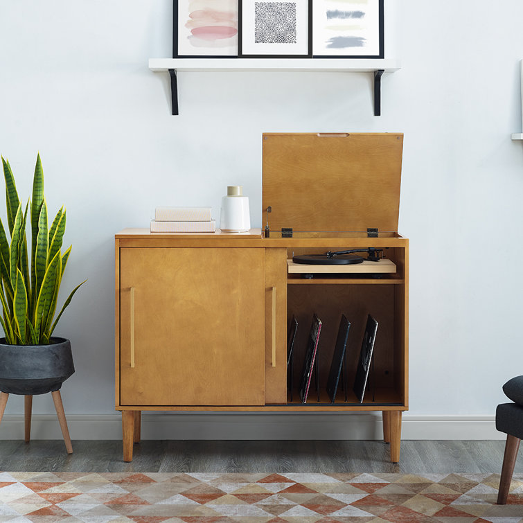 Mid-Century Modern Acorn Wood Everett Media Console with Storage