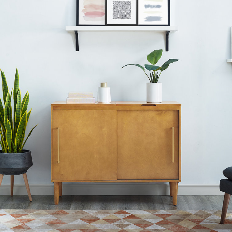 Mid-Century Modern Acorn Wood Everett Media Console with Storage