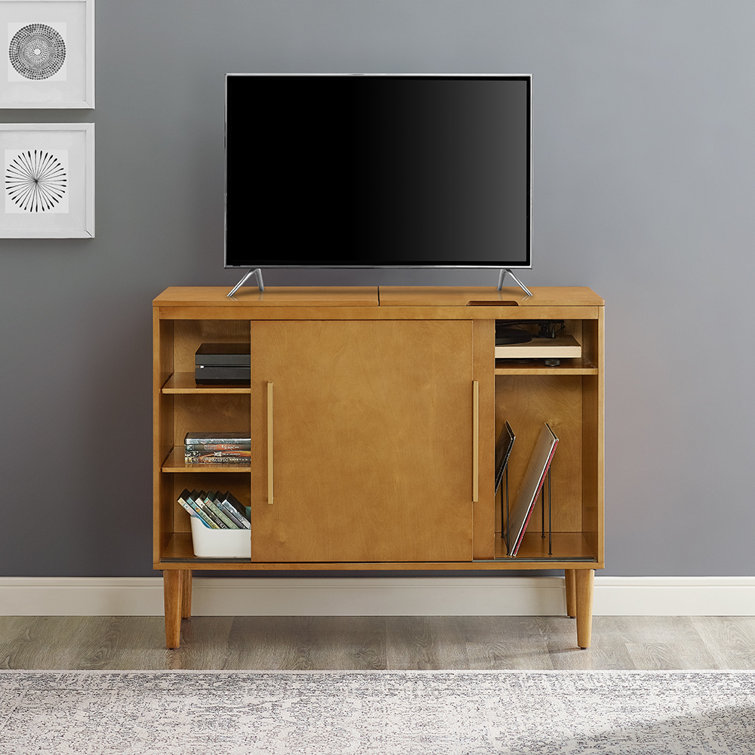 Mid-Century Modern Acorn Wood Everett Media Console with Storage