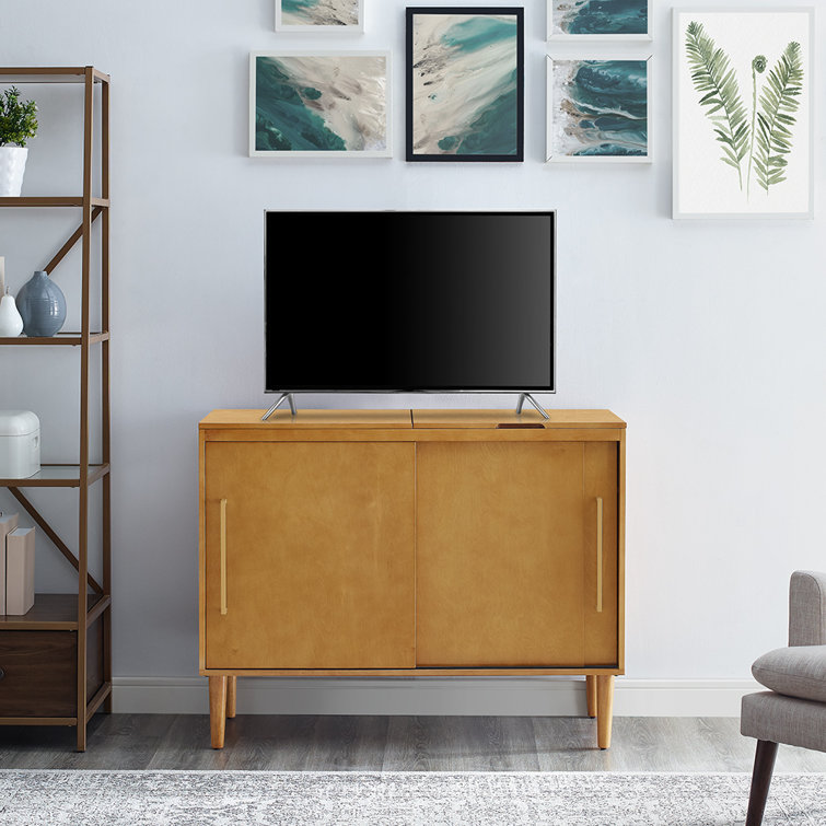 Mid-Century Modern Acorn Wood Everett Media Console with Storage