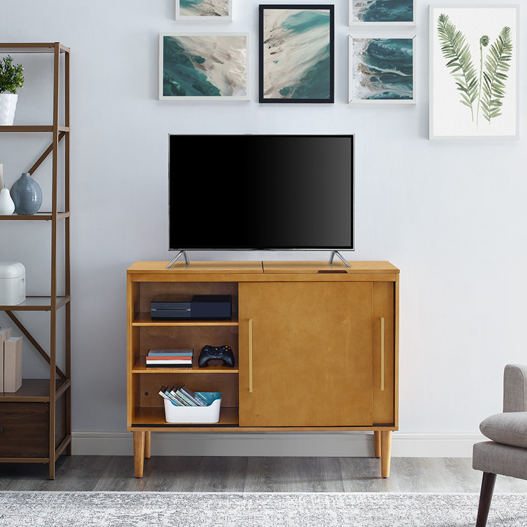 Mid-Century Modern Acorn Wood Everett Media Console with Storage