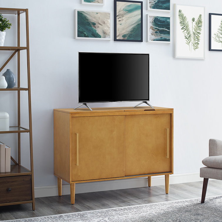 Mid-Century Modern Acorn Wood Everett Media Console with Storage