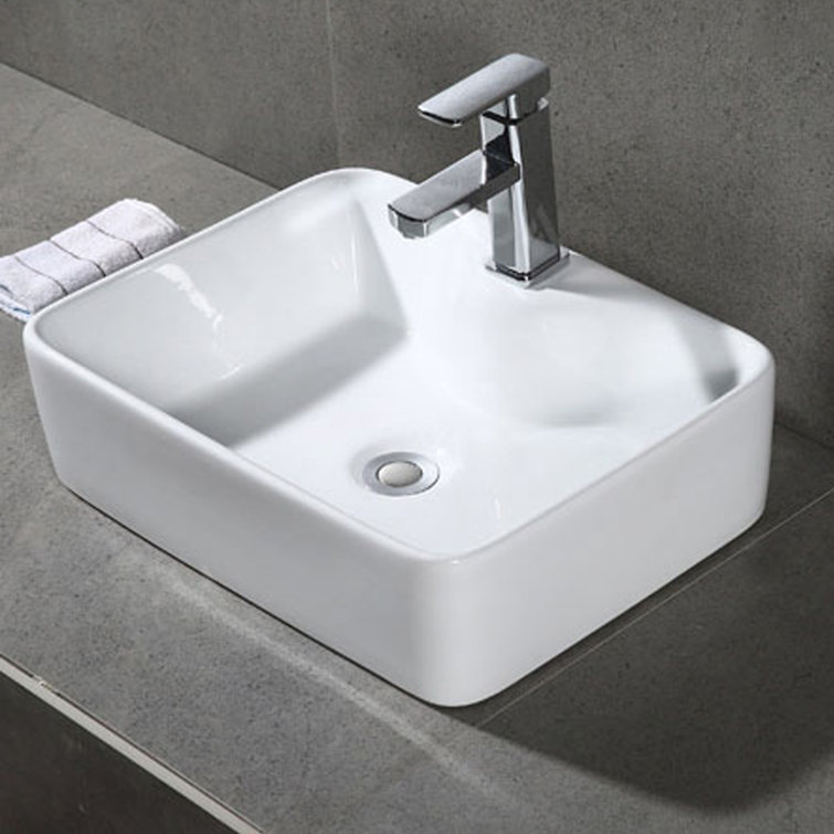 Fen White Ceramic Above-Counter Bathroom Vessel Sink