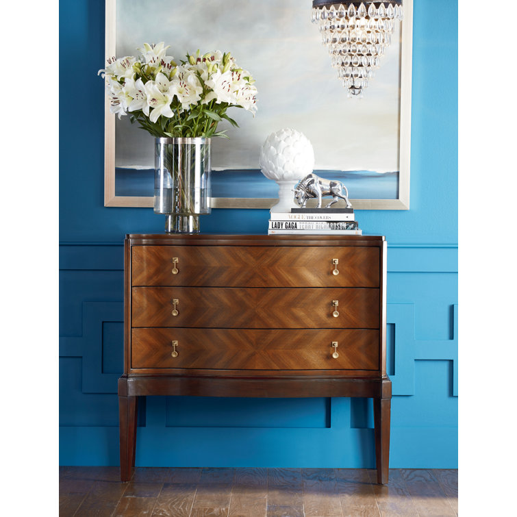 Venezia Brown Birch Wood Accent Chest with Antique Brass Hardware