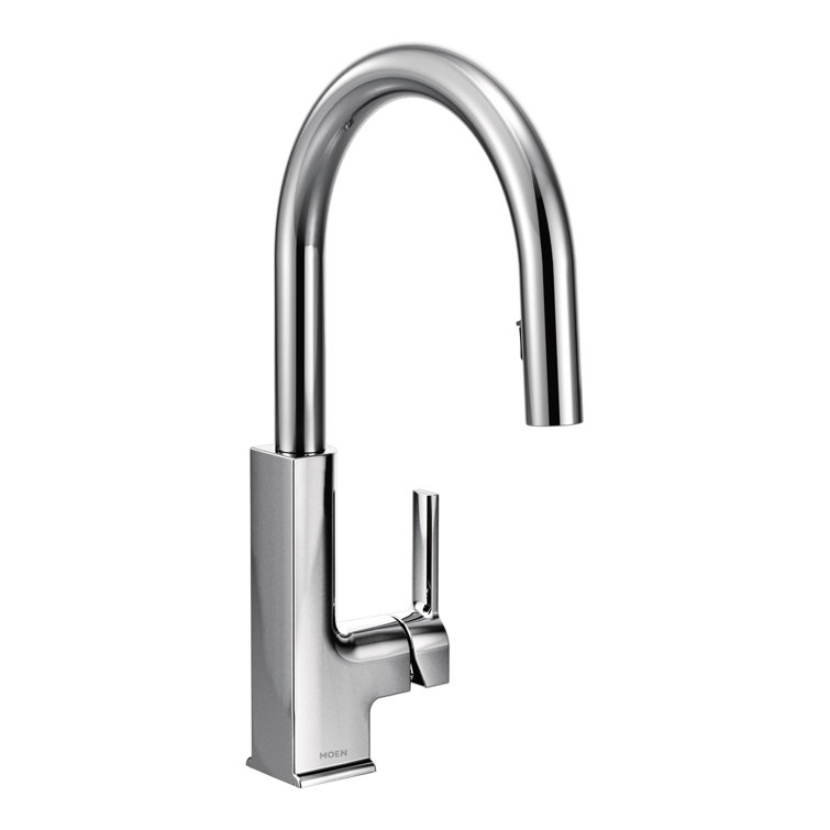 Chrome Modern Pull-Down Single Handle Kitchen Faucet