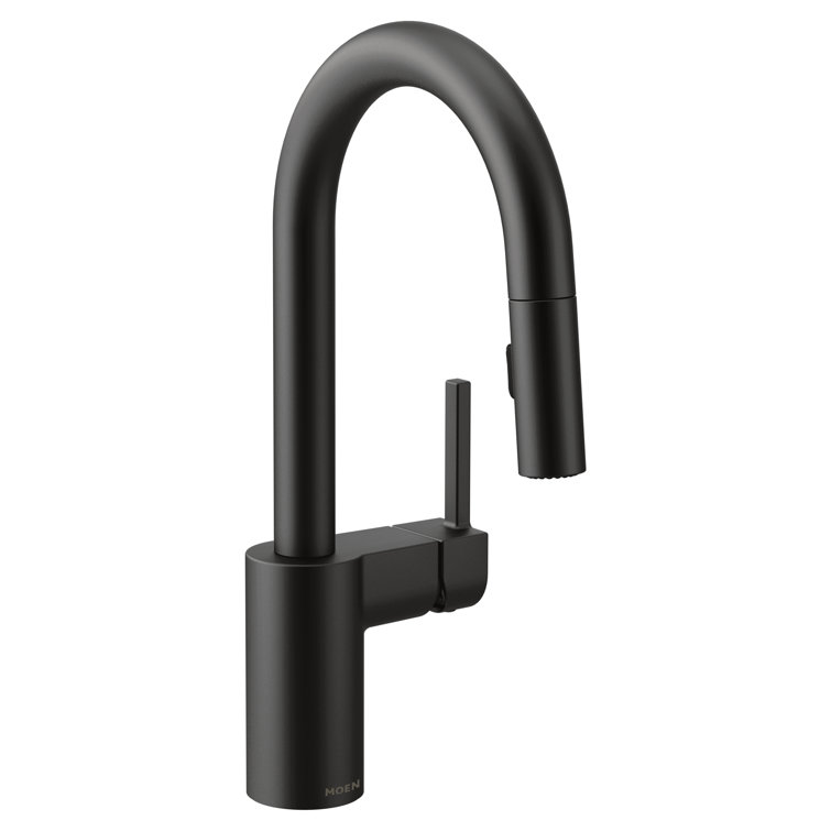 Matte Black Modern Single Handle Pulldown Bar Faucet