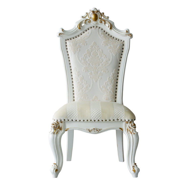 Elegant Beige Faux Leather Upholstered Side Chair with Queen Anne Legs