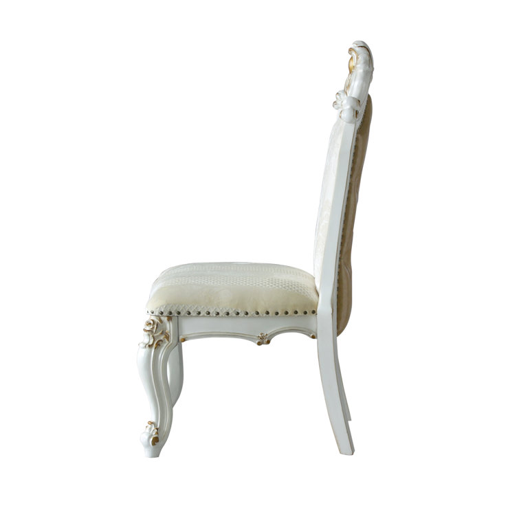 Elegant Beige Faux Leather Upholstered Side Chair with Queen Anne Legs
