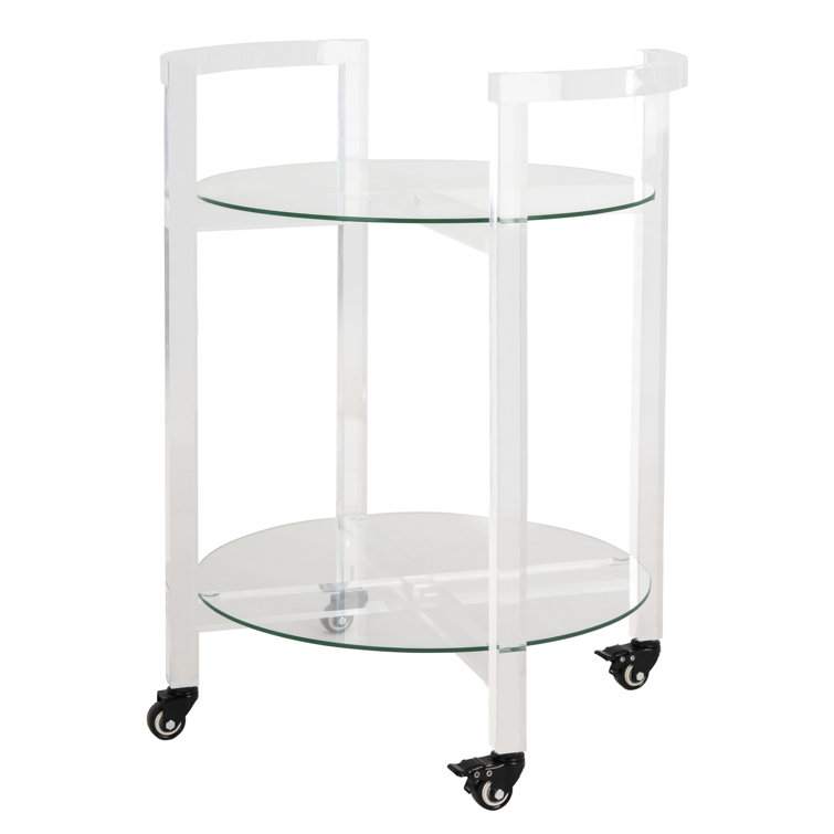 Jules Clear Acrylic 2-Tier Round Bar Cart
