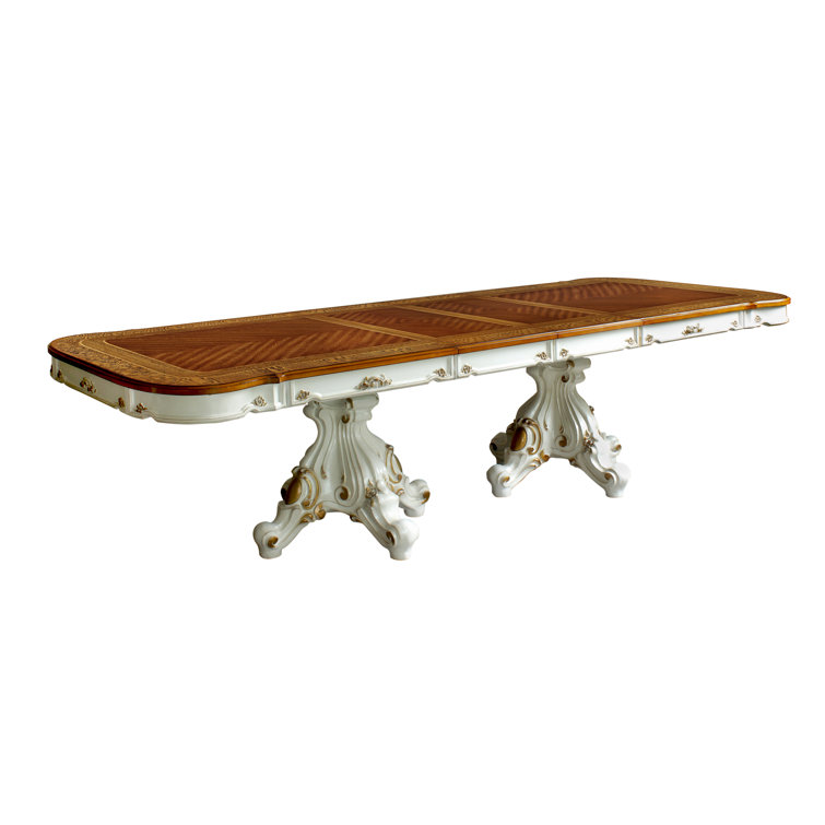 Antique Pearl & Cherry Oak Extendable Rectangular Dining Table