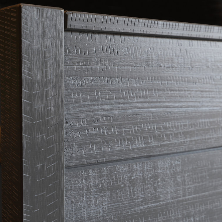 Rustic Gray Full Pine Wood Panel Bed with Headboard