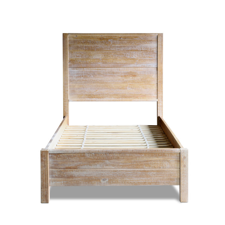 Twin Black Pine Wood Panel Bed with Headboard