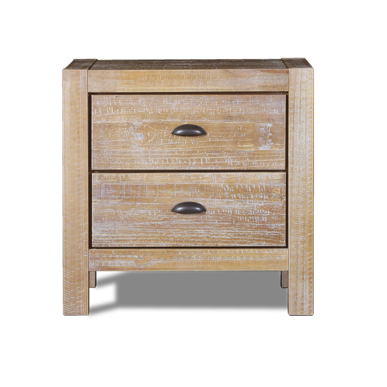 Montauk Driftwood Solid Pine 2-Drawer Nightstand