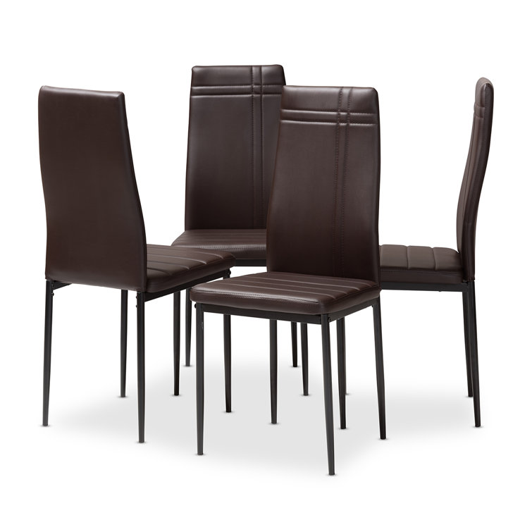 Matiese Brown Faux Leather Parsons Dining Chair Set