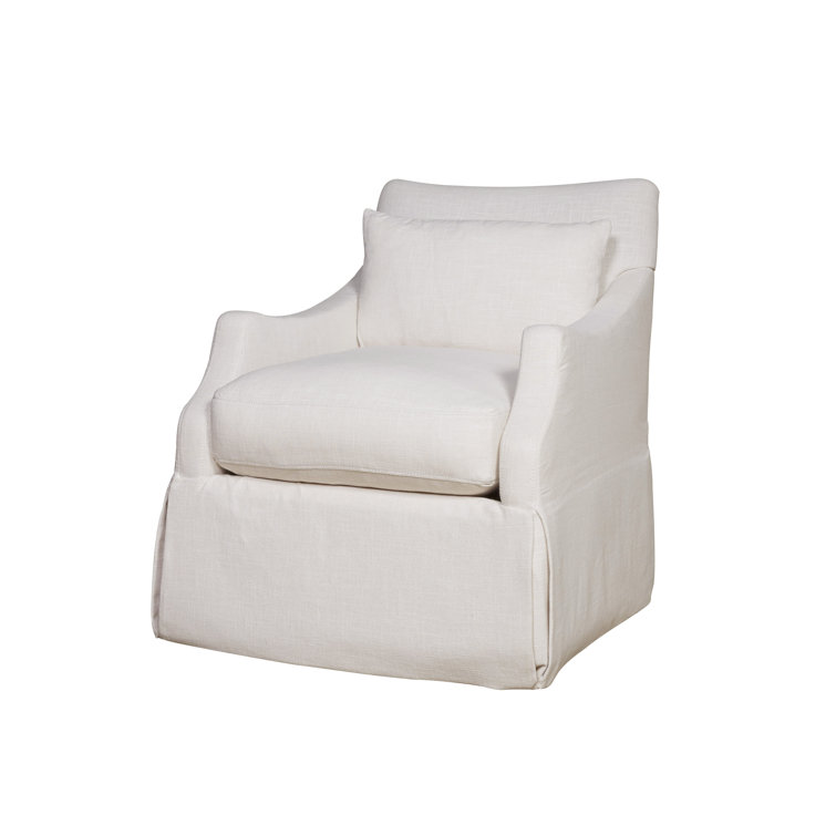 Transitional Cream Swivel Accent Chair with Kidney Pillow