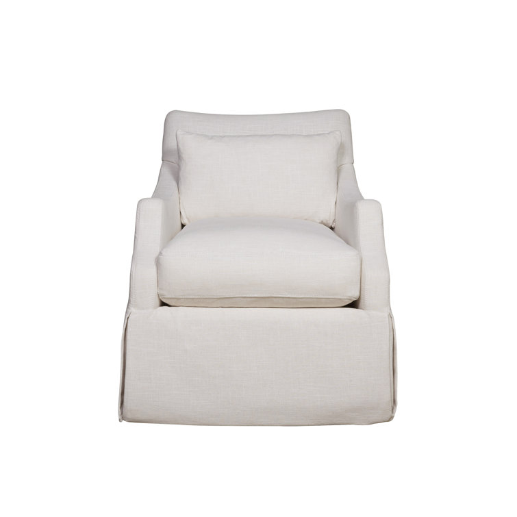 Transitional Cream Swivel Accent Chair with Kidney Pillow