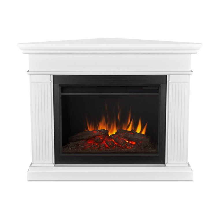 Kennedy 56" White Electric Corner Fireplace with Mantel