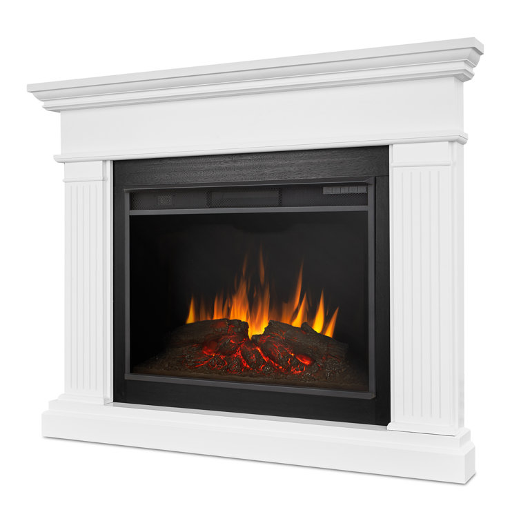 Kennedy 56" White Electric Corner Fireplace with Mantel